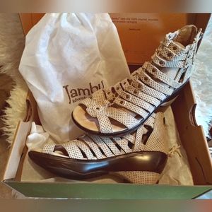 Jambu Beige Nectar Polka Dot Gladiator Sandal Size 8... Memory Foam NIB